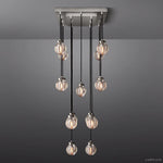 Pearl Carved Inciso Rectangle Chandelier 36"