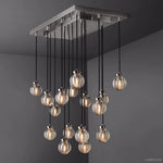 Pearl Carved Inciso Rectangle Chandelier 36"