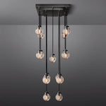 Pearl Carved Inciso Rectangle Chandelier 36"