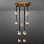 Pearl Carved Inciso Rectangle Chandelier 36"
