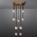 Pearl Carved Inciso Rectangle Chandelier 36"