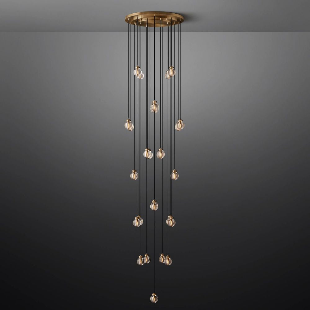 Pearl Carved Inciso Round Chandelier 38"