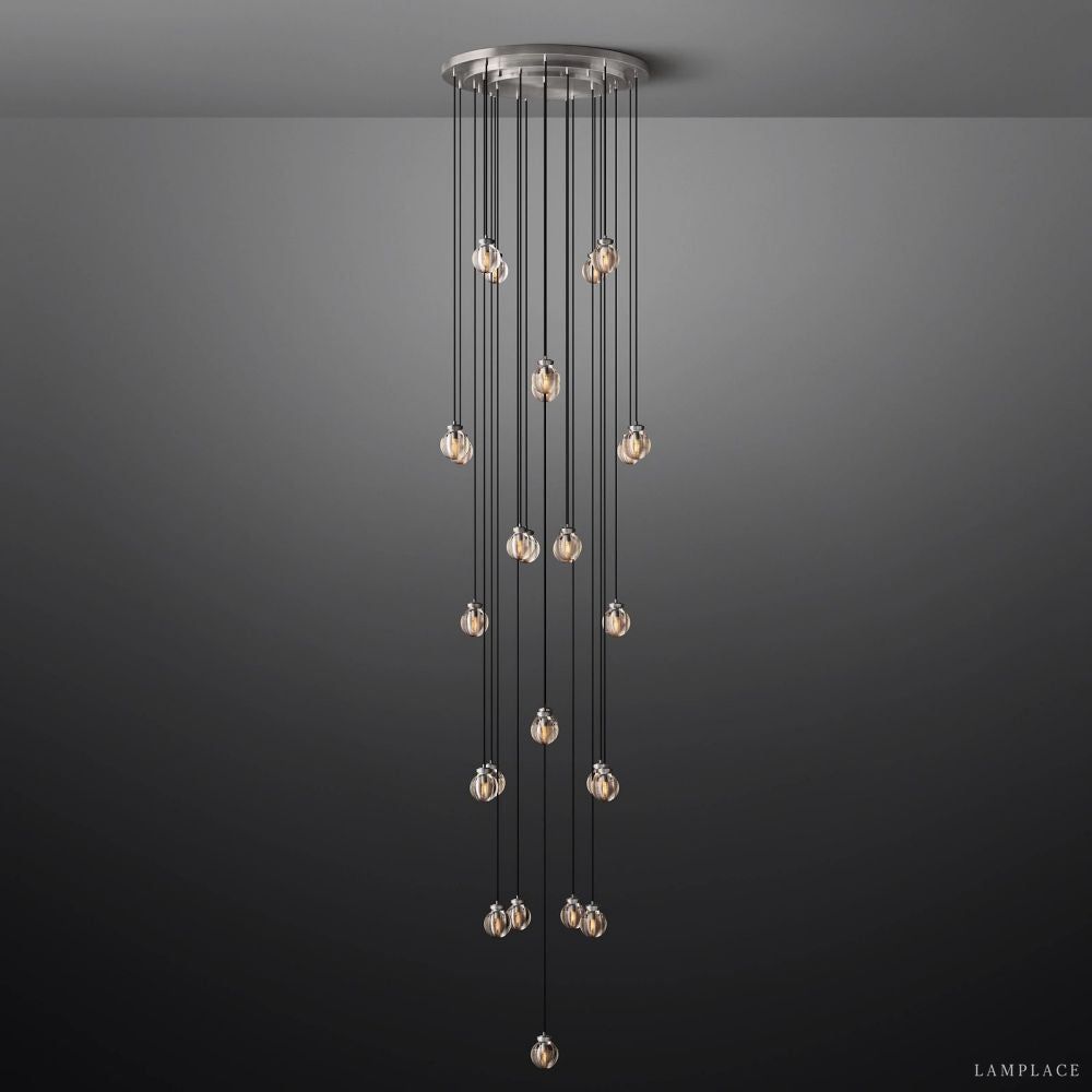 Pearl Carved Inciso Round Chandelier 38"