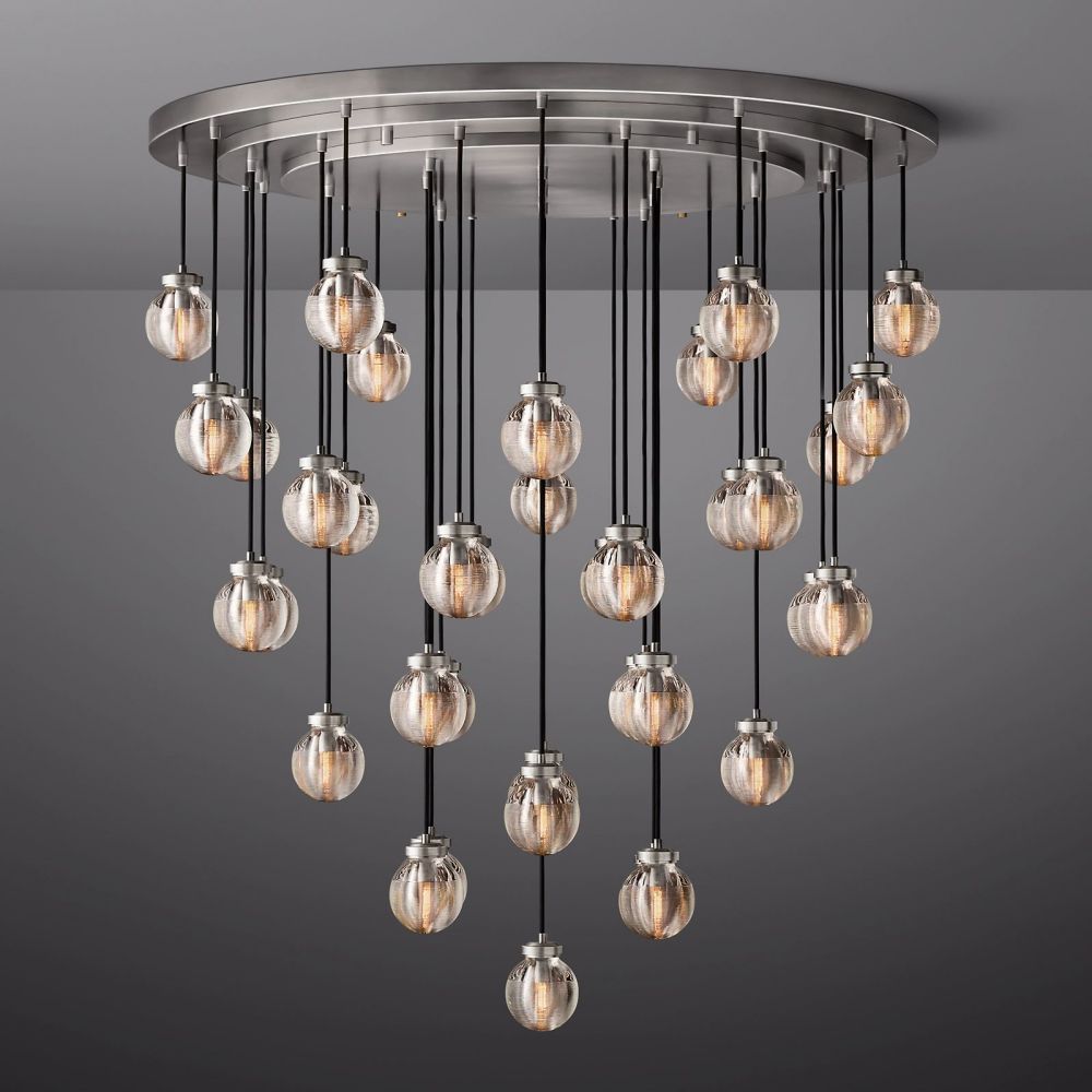 Pearl Carved Inciso Round Chandelier 48"