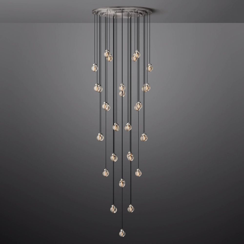 Pearl Carved Inciso Round Chandelier 48"