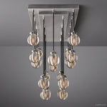 Pearl Carved Inciso Rectangle Chandelier 54"
