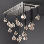 Pearl Carved Inciso Rectangle Chandelier 54"