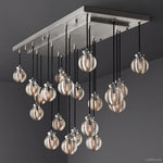 Pearl Carved Inciso Rectangle Chandelier 54"