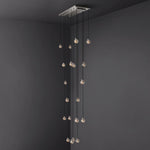 Pearl Carved Inciso Rectangle Chandelier 54"