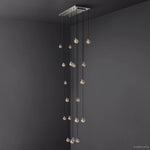 Pearl Carved Inciso Rectangle Chandelier 54"