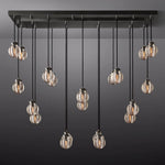 Pearl Carved Inciso Rectangle Chandelier 54"
