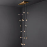 Pearl Carved Inciso Rectangle Chandelier 54"