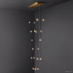 Pearl Carved Inciso Rectangle Chandelier 54"