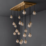 Pearl Carved Inciso Rectangle Chandelier 54"