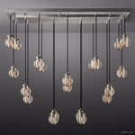 Pearl Carved Inciso Rectangle Chandelier 54"