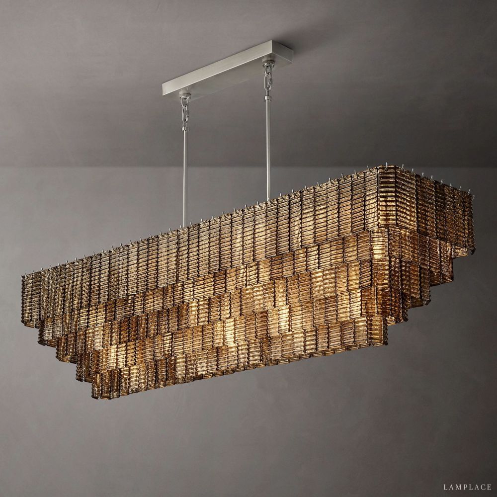 Sirene Draped Glass Rectangle Chandelier 77"