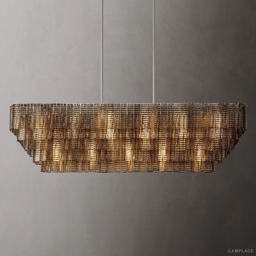 Sirene Draped Glass Rectangle Chandelier 77"
