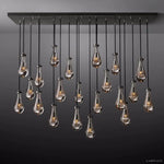 Rain Aura Glass Rectangular Chandelier 72"
