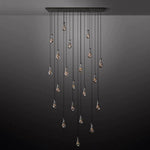 Rain Aura Glass Rectangular Chandelier 72"