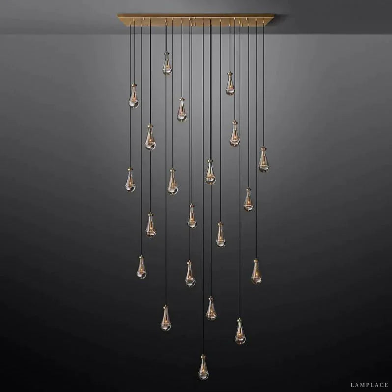 Rain Aura Glass Rectangular Chandelier 72"