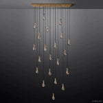 Rain Aura Glass Rectangular Chandelier 72"