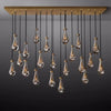 Rain Aura Glass Rectangular Chandelier 72"