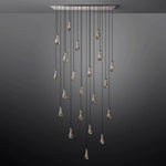 Rain Aura Glass Rectangular Chandelier 72"