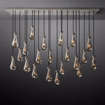 Rain Aura Glass Rectangular Chandelier 72"