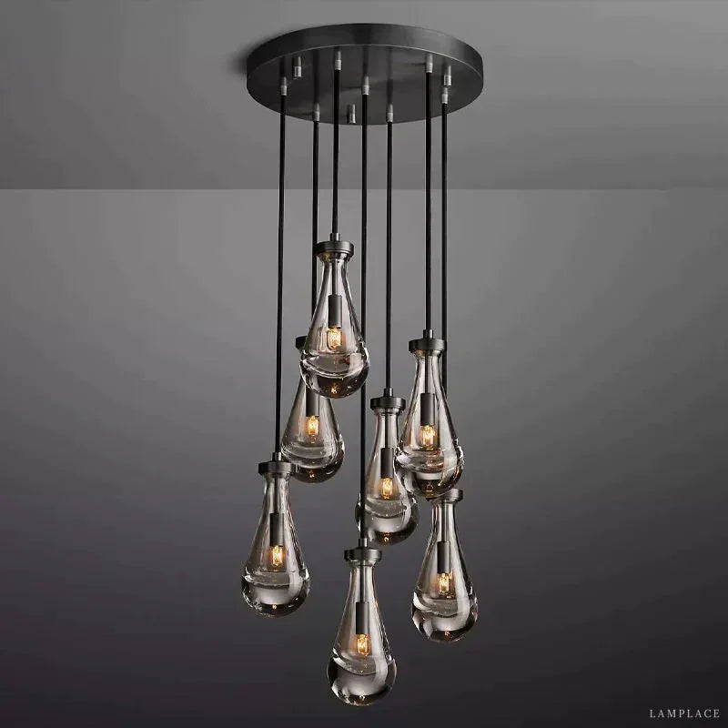 Rain Aura Glass Round Chandelier 18"
