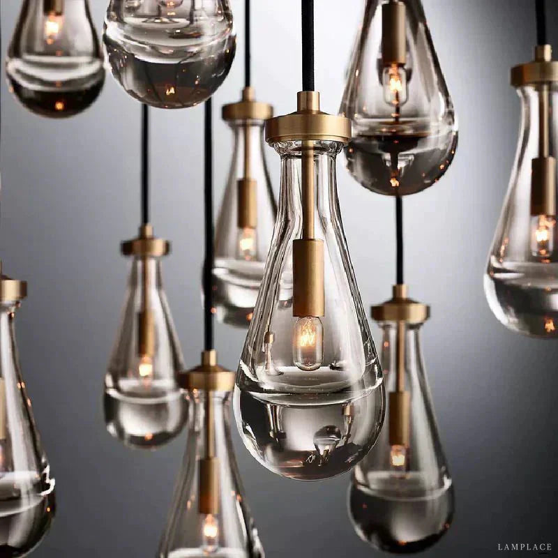 Rain Aura Glass Round Chandelier 18"