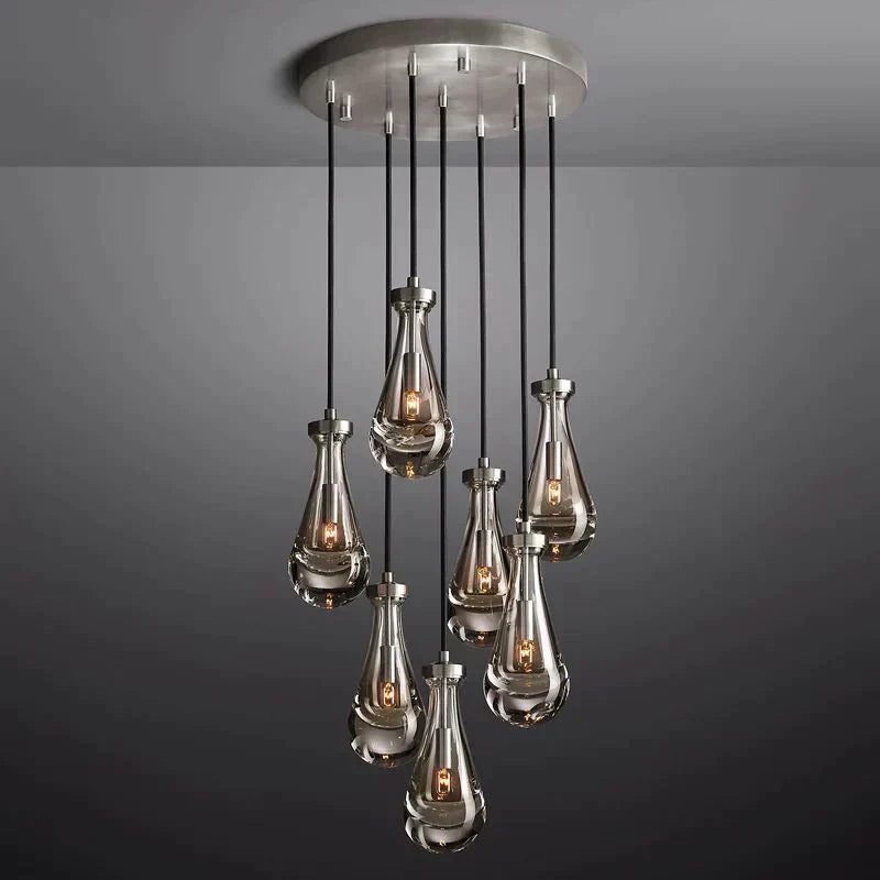 Rain Aura Glass Round Chandelier 18"