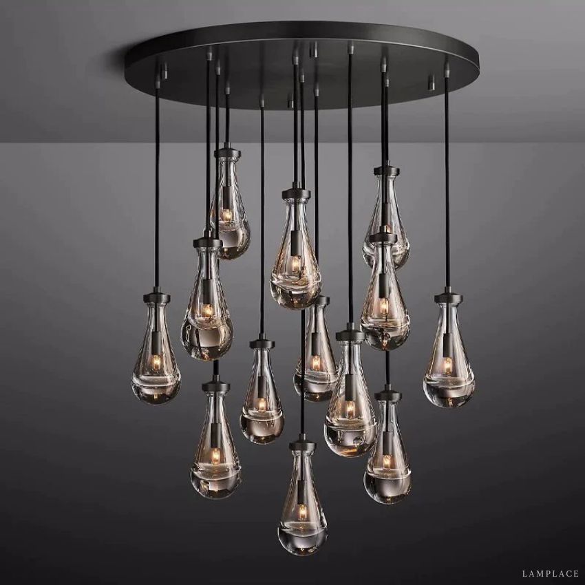 Rain Aura Glass Round Chandelier 36"