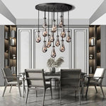 Rain Aura Glass Round Chandelier 36"