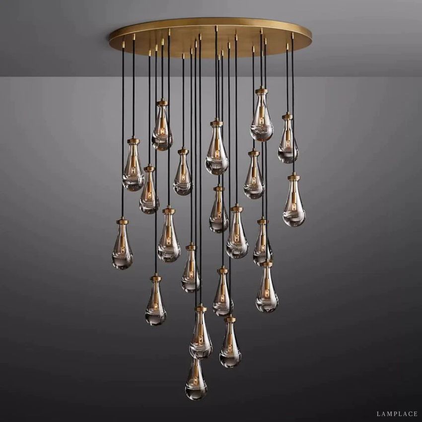Rain Aura Glass Round Chandelier 47"