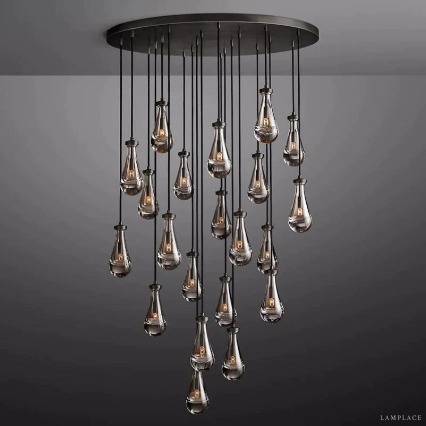 Rain Aura Glass Round Chandelier 47"