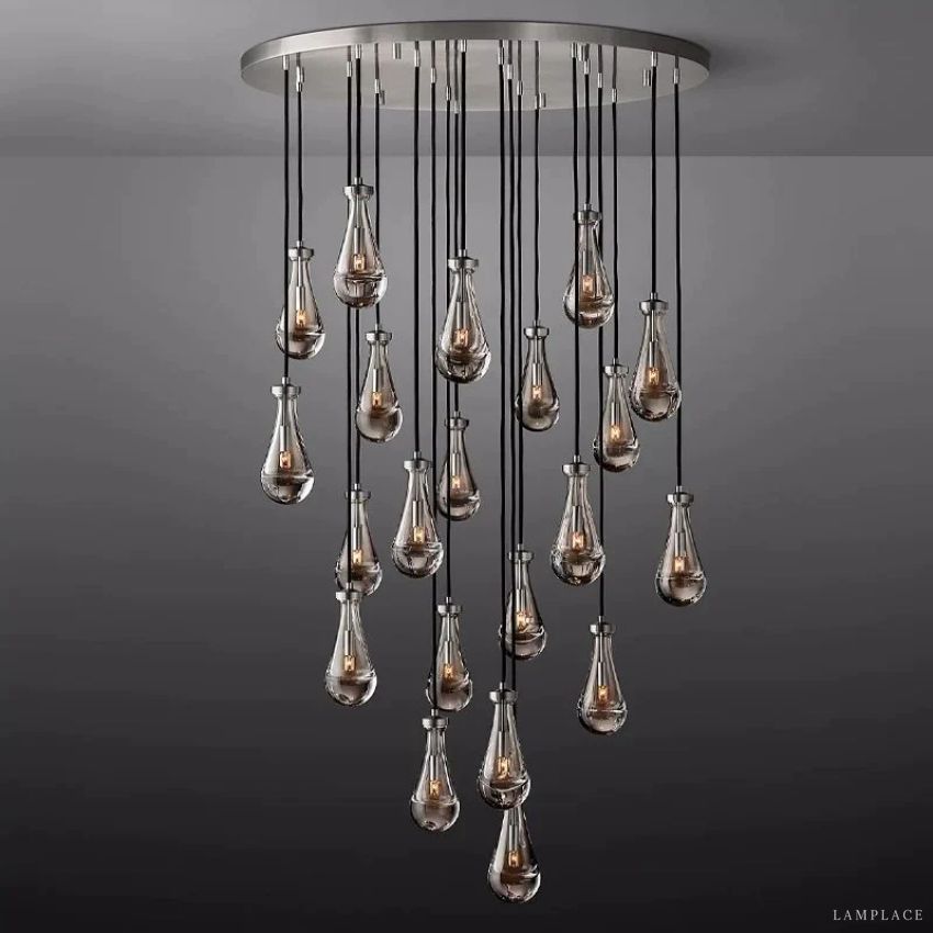 Rain Aura Glass Round Chandelier 47"