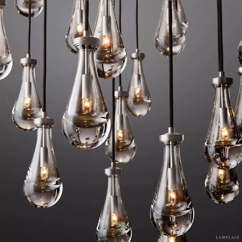 Rain Aura Glass Round Chandelier 60"