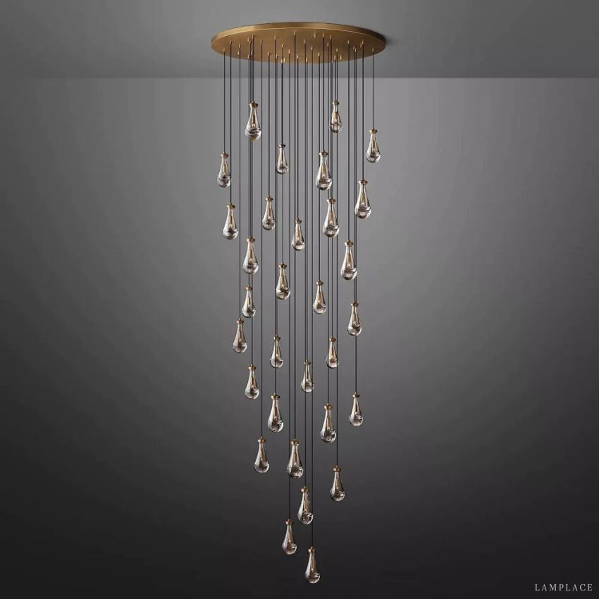 Rain Aura Glass Round Chandelier 60"