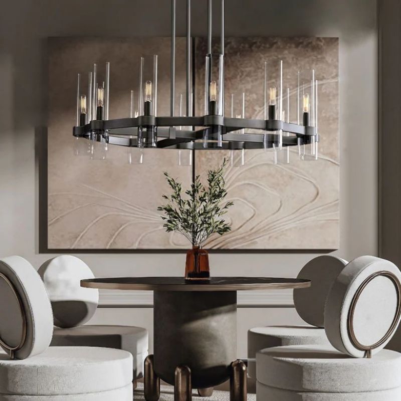 Ravelle Clear Glass Round Chandelier 36"