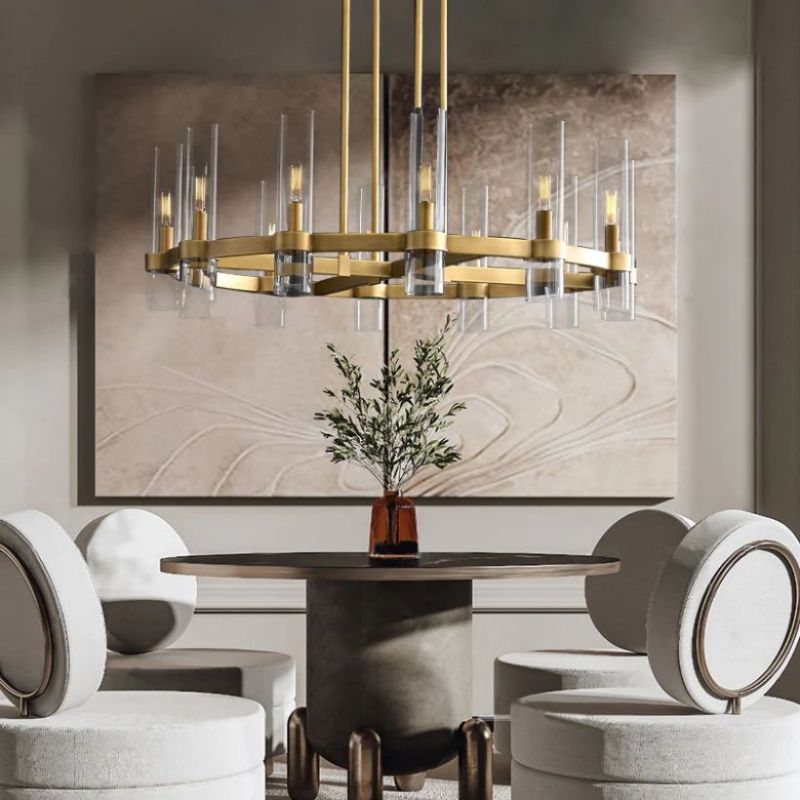 Ravelle Clear Glass Round Chandelier 60"