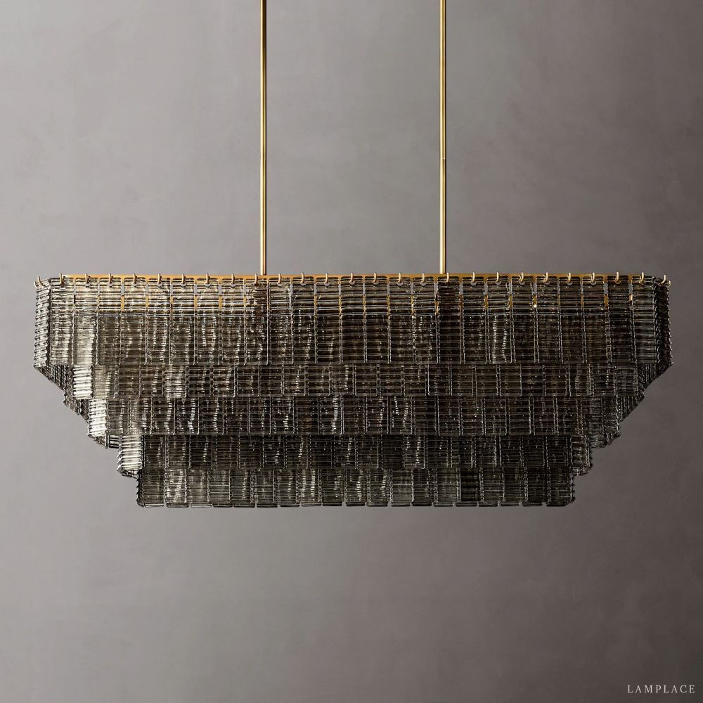 Sirene Draped Glass Rectangle Chandelier 59"
