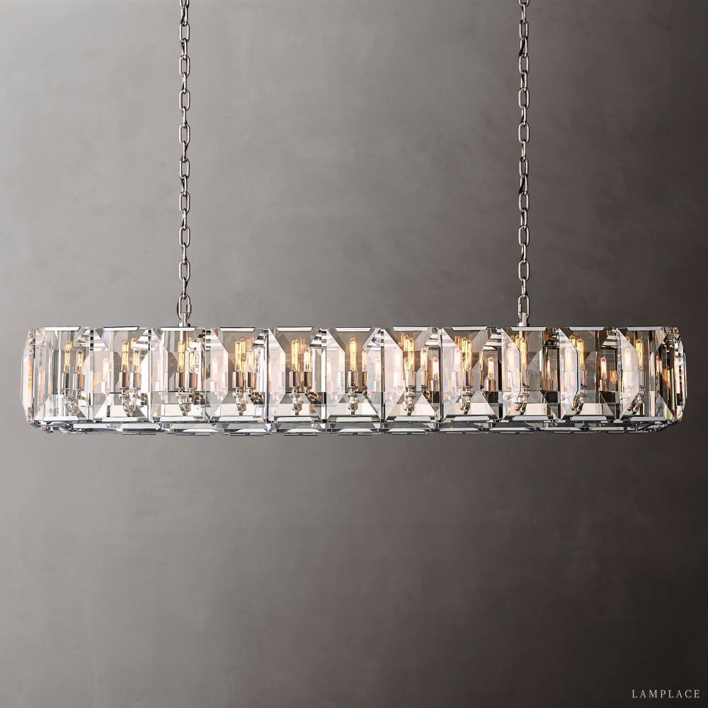 Harlow Faceted Crystal Rectangle Chandelier 74"