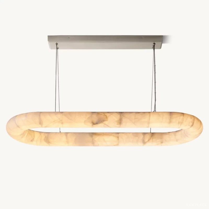 Rivage Lisse Veined Alabaster Oval Chandelier 57"