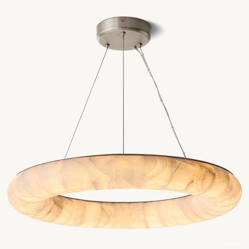 Rivage Lisse Veined Alabaster Round Chandelier 31"