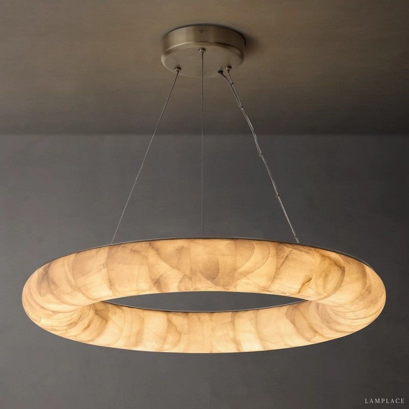 Rivage Lisse Veined Alabaster Round Chandelier 31"