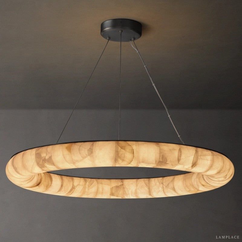 Rivage Lisse Veined Alabaster Round Chandelier 41"