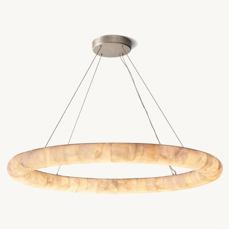 Rivage Lisse Veined Alabaster Round Chandelier 61"