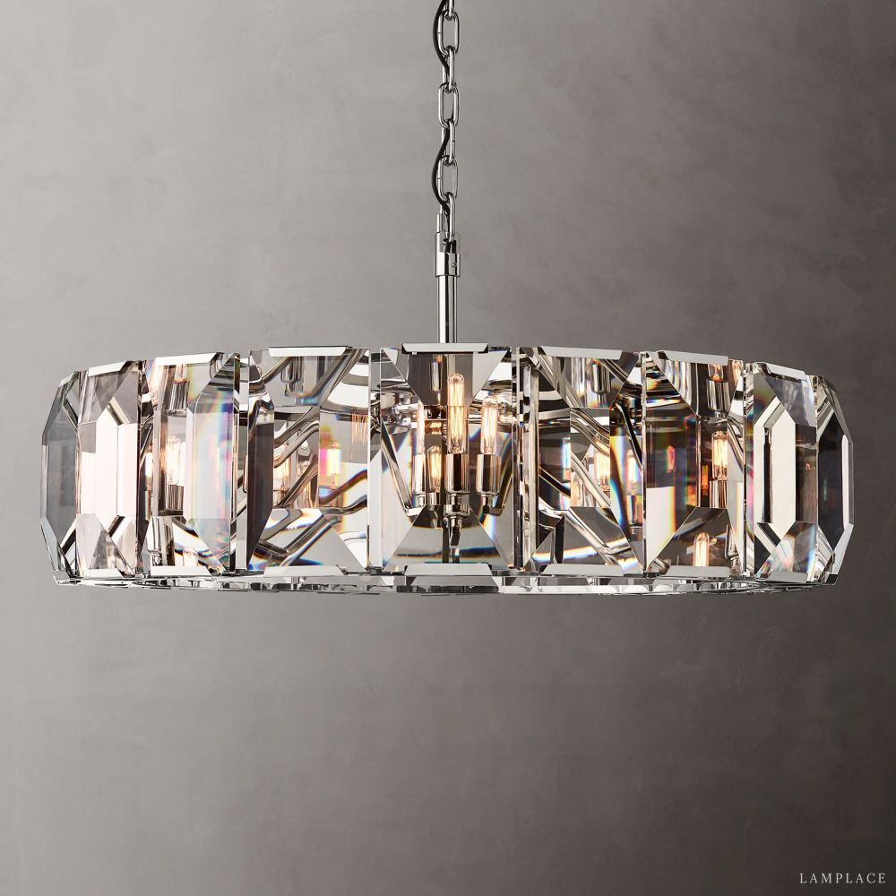 Harlow Faceted Crystal Round Chandelier 43"