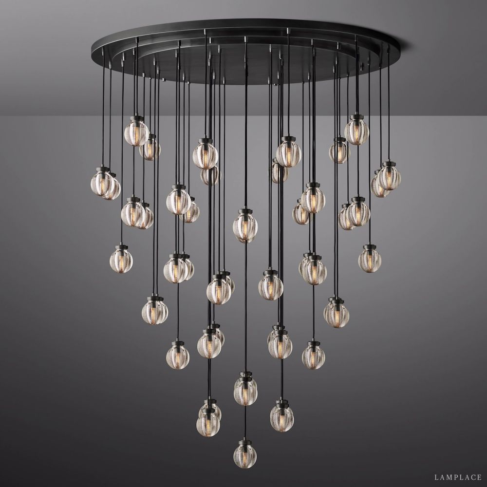 Pearl Carved Inciso Round Chandelier 60"