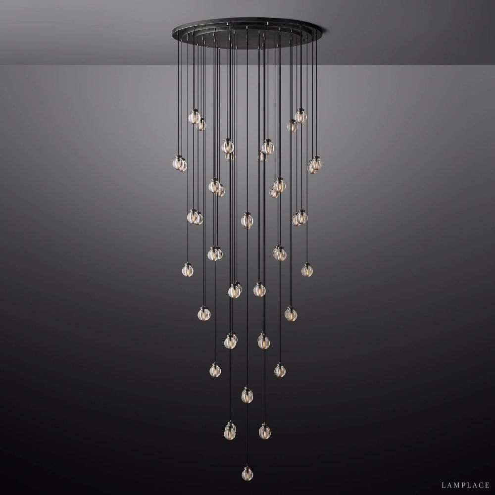 Pearl Carved Inciso Round Chandelier 60"